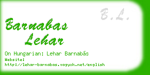 barnabas lehar business card